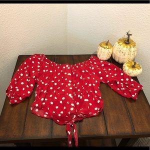 Red and White Polka Dot Blouse